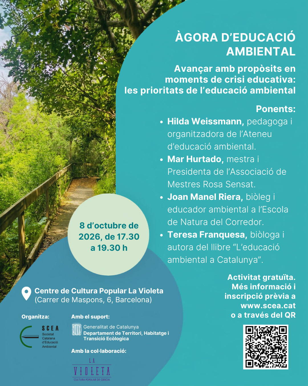 Àgora 08/10/2026 Cartell de l'Àgora de 8 d'octubre de 2026, organitzada per la Societat Catalana d'Educació Ambiental (SCEA)